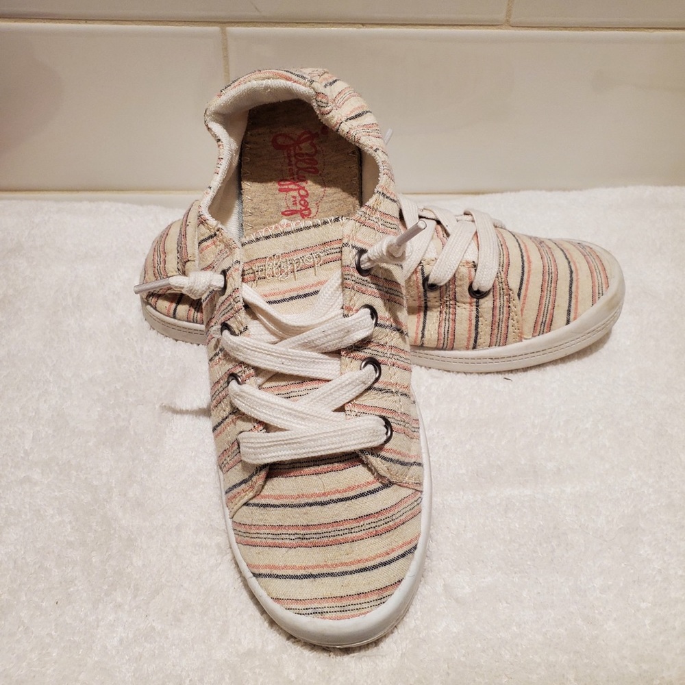 JELLYPOP,  Striped Scruntched Back Slip-on Sneaker